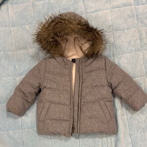 Baby GAP Gray Hooded Kids Jacket with Faux Fur Trim
